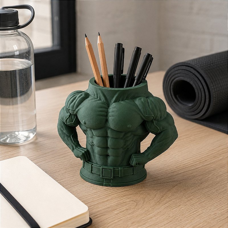 Porta-Canetas Torso de Fisiculturista Criandê Verde