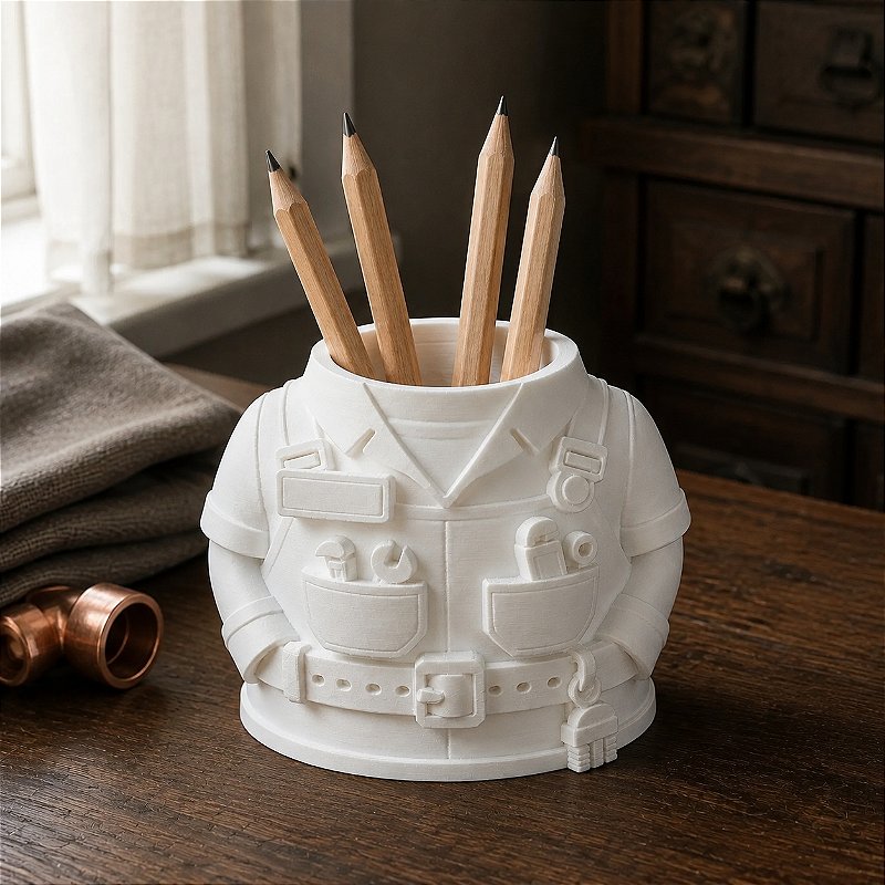 Porta-Canetas Uniforme de Encanador Criandê Branco