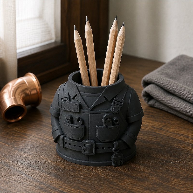 Porta-Canetas Uniforme de Encanador Criandê Preto