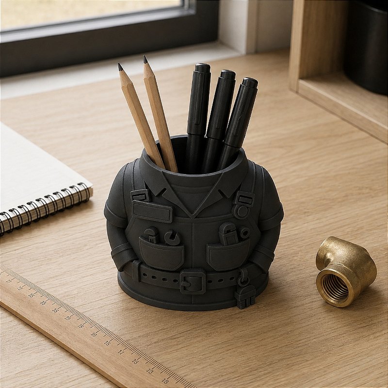 Porta-Canetas Uniforme de Encanador Criandê Preto