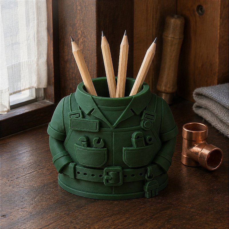 Porta-Canetas Uniforme de Encanador Criandê Verde