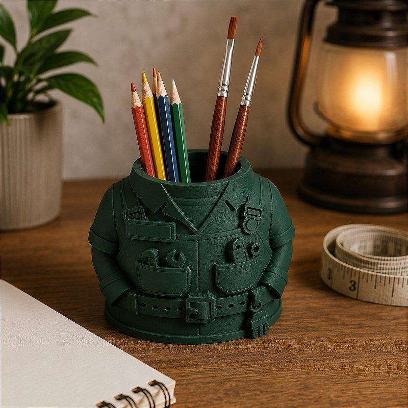 Porta-Canetas Uniforme de Encanador Criandê Verde