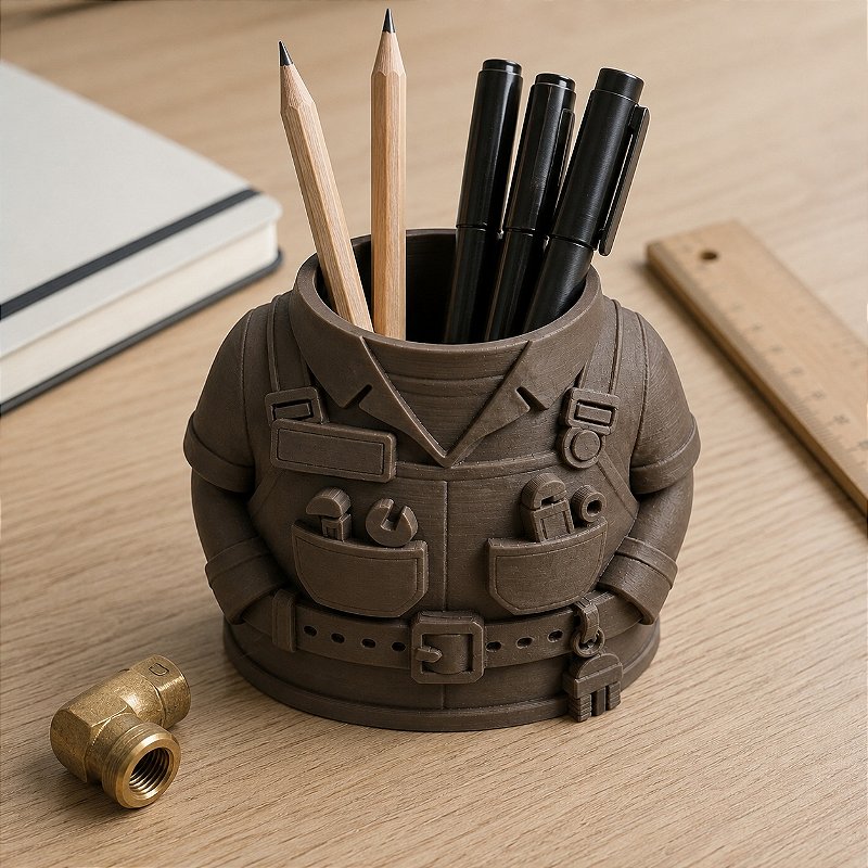 Porta-Canetas Uniforme de Encanador Criandê Wood