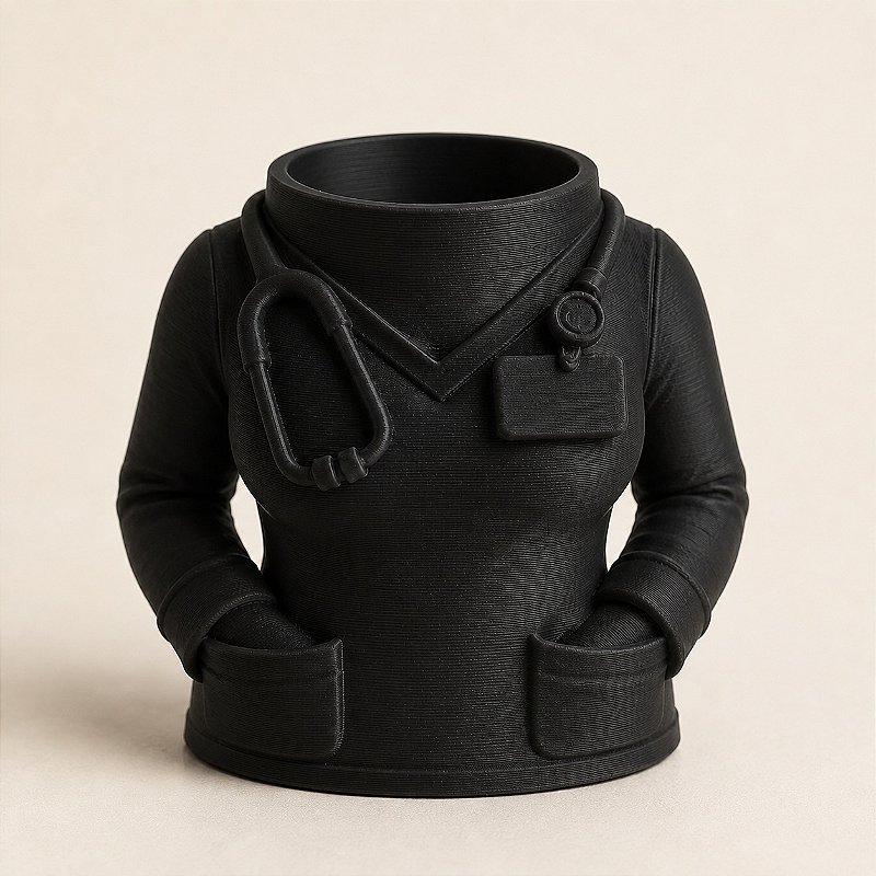 Porta-Canetas Jaleco de Médico Criandê Preto