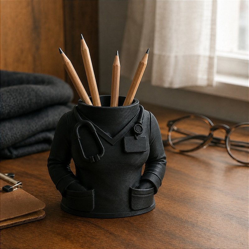 Porta-Canetas Jaleco de Médico Criandê Preto