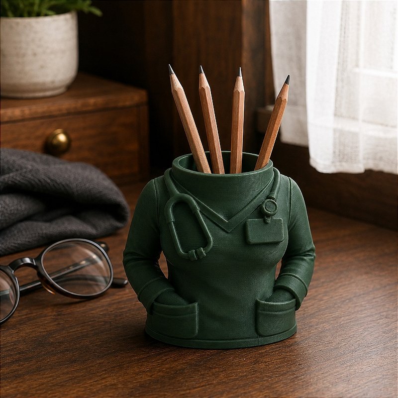 Porta-Canetas Jaleco de Médico Criandê Verde