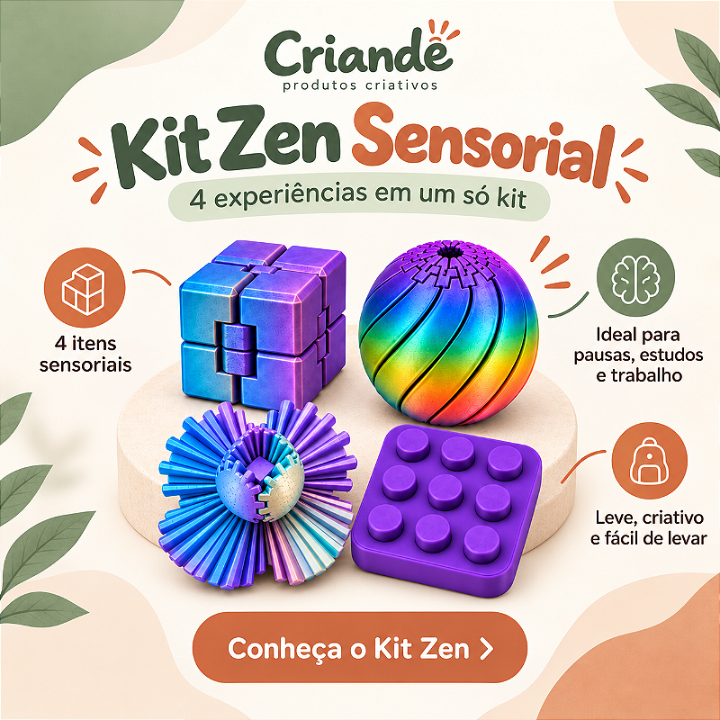 Kit Sensorial Antiestresse Criandê com 4 Fidget Toys | Kit Zen