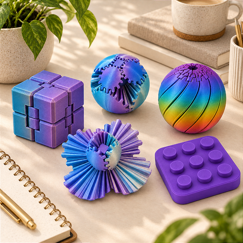 Kit Sensorial Antiestresse Criandê com 4 Fidget Toys | Kit Zen