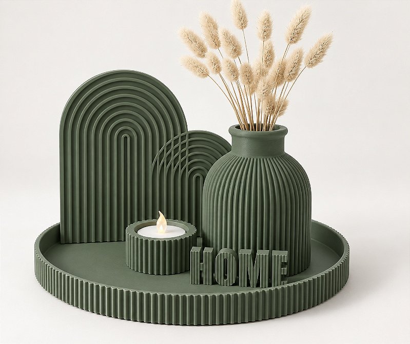 Kit decorativo Home Completo Criandê Verde 5 pcs