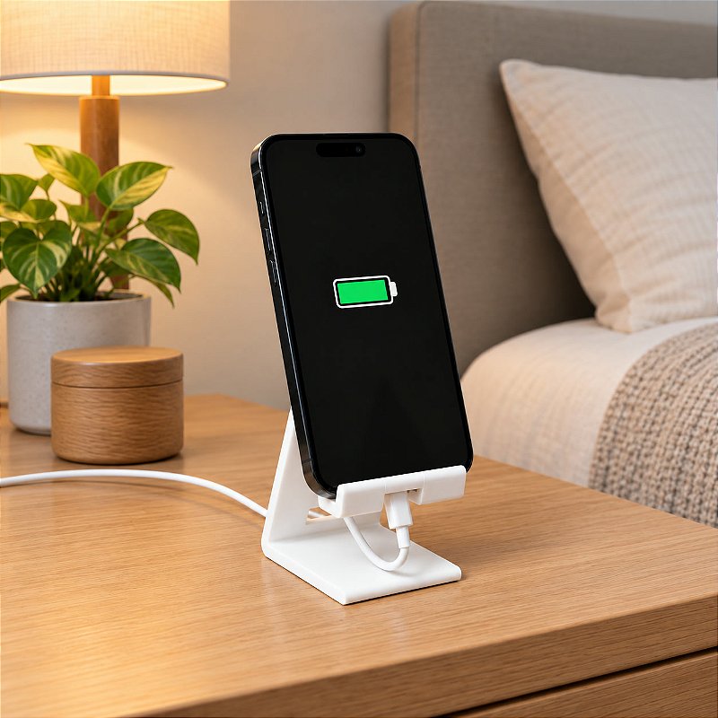 Suporte para Celular com Passagem para Cabo Criandê Branco