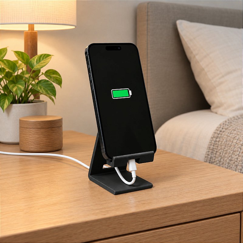 Suporte para Celular com Passagem para Cabo Criandê Preto