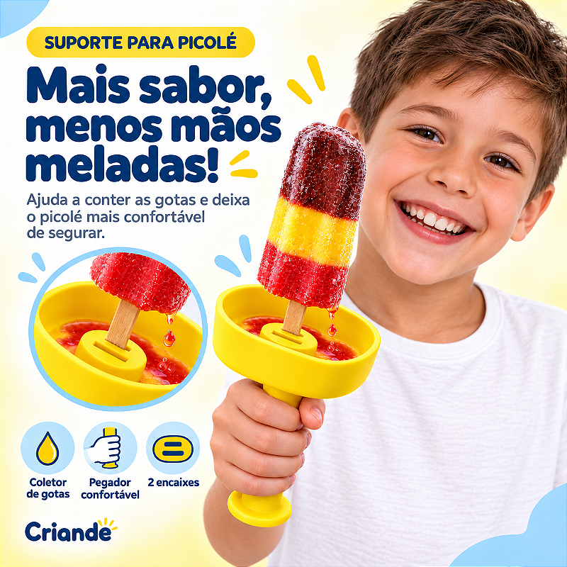 Suporte para Picolé com Coletor Antipingos – Criandê