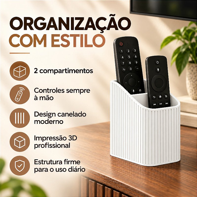 Porta-Controle Linea Canelado Criandê Branco