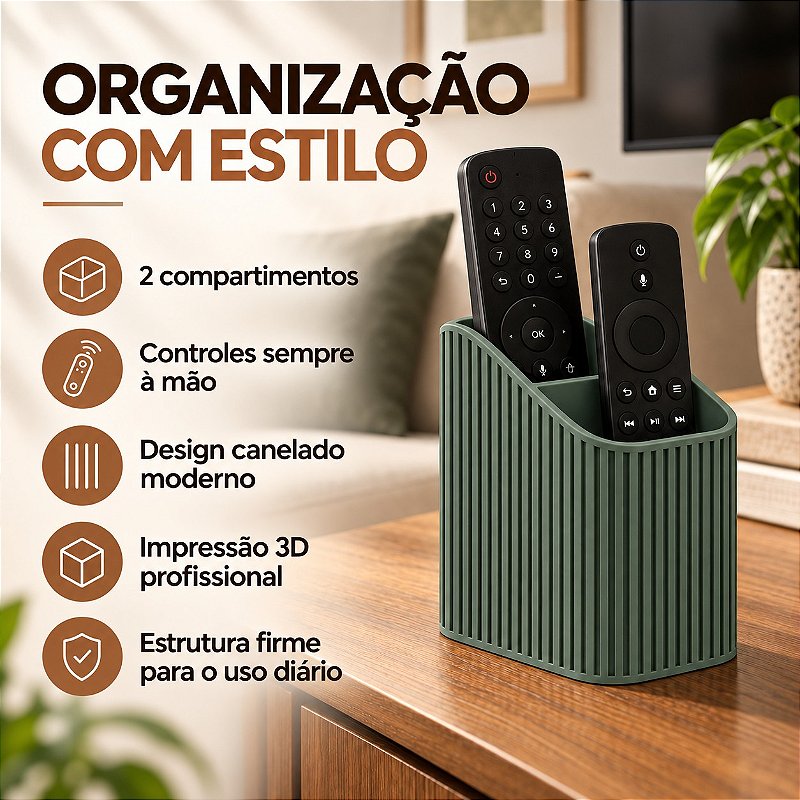 Porta-Controle Linea Canelado Criandê Verde