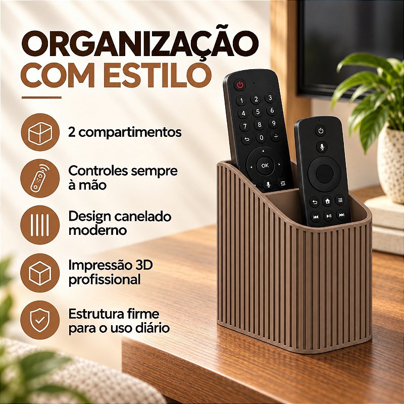 Porta-Controle Linea Canelado Criandê Wood