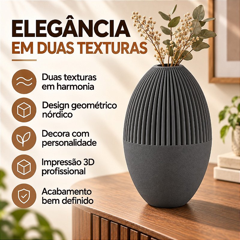 Vaso Julian Geométrico Criandê Cinza