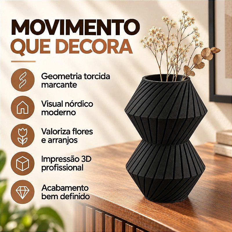 Vaso Roby Torcido Criandê Preto