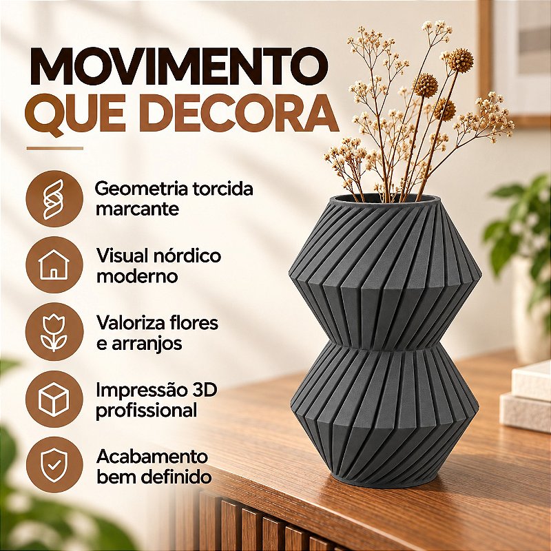 Vaso Roby Torcido Criandê Cinza