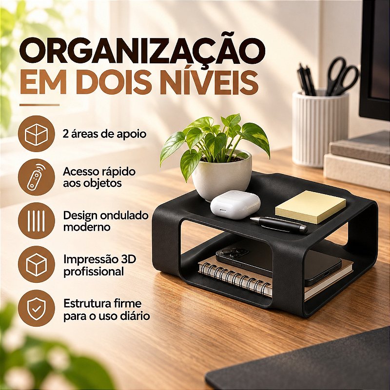 Bandeja Organizadora James Ondulada Criandê Preto