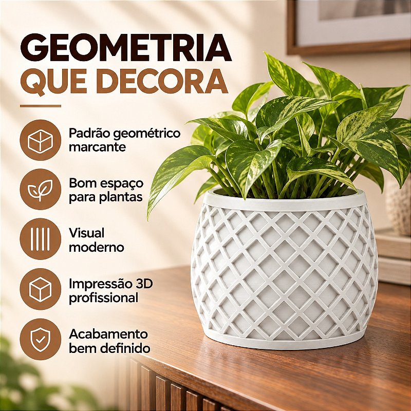 Vaso X Planter Geométrico Criandê Branco