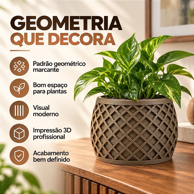 Vaso X Planter Geométrico Criandê Wood