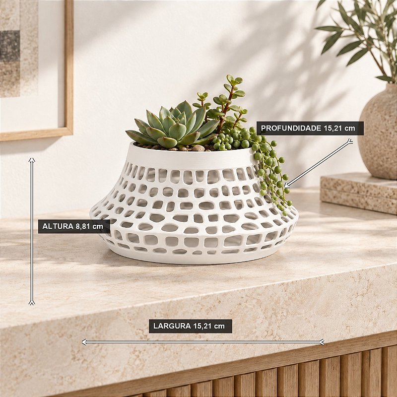 Vaso Karen Voronoi Baixo Criandê Branco
