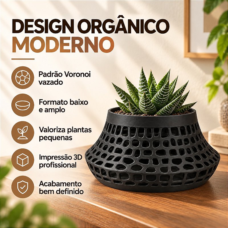 Vaso Karen Voronoi Baixo Criandê Preto