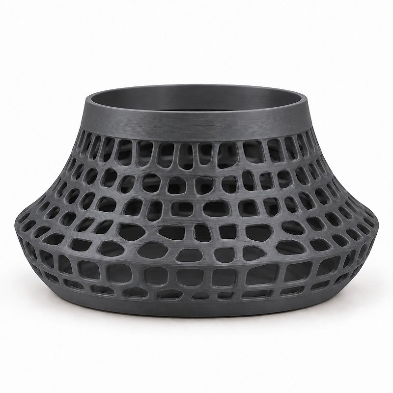 Vaso Karen Voronoi Baixo Criandê Cinza