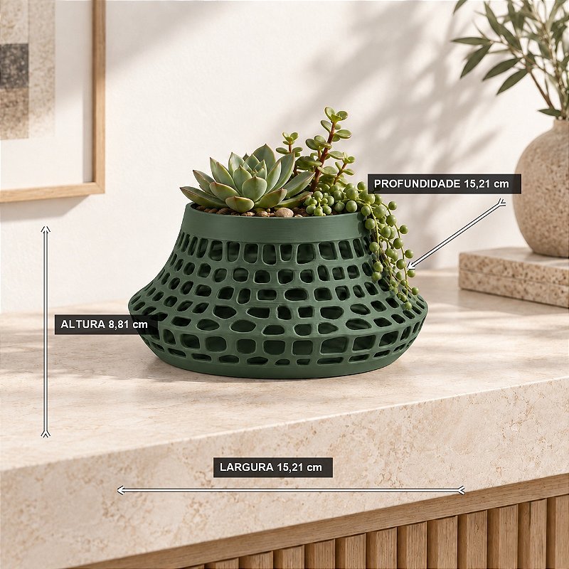 Vaso Karen Voronoi Baixo Criandê Verde