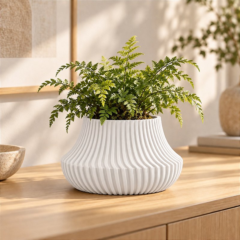 Vaso de Planta Canelado Aurora Criandê Branco