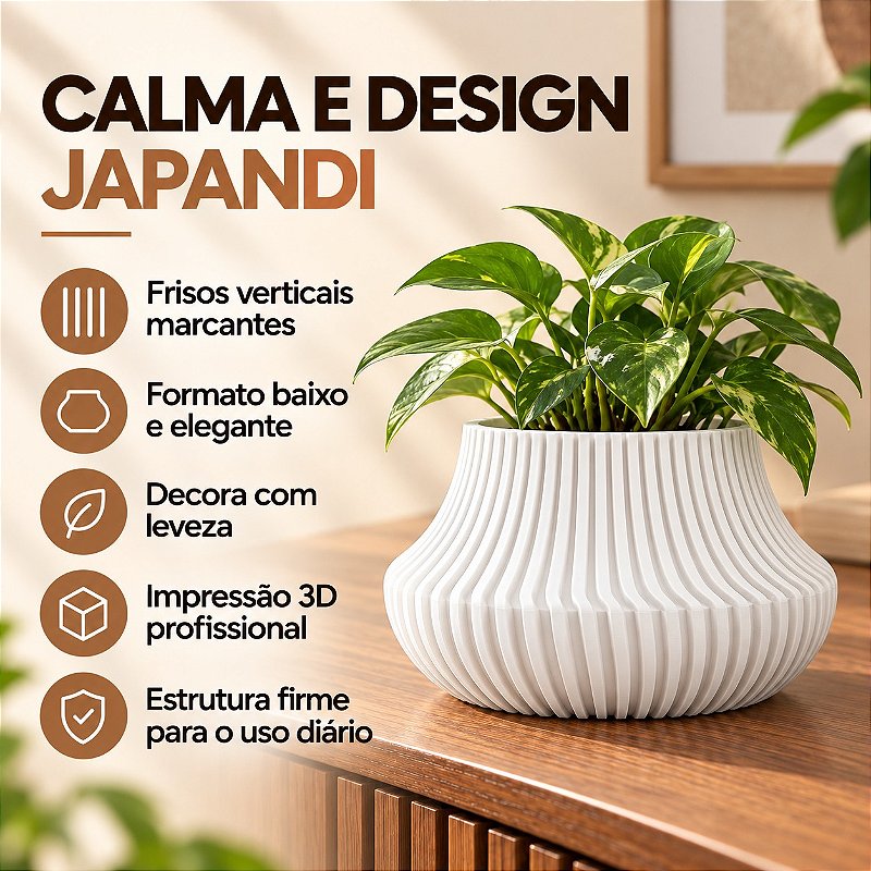Vaso de Planta Canelado Aurora Criandê Branco