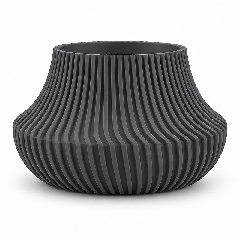 Vaso de Planta Canelado Aurora Criandê Cinza