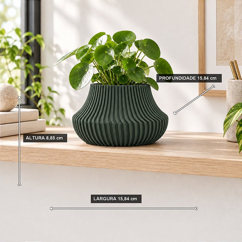 Vaso de Planta Canelado Aurora Criandê Verde