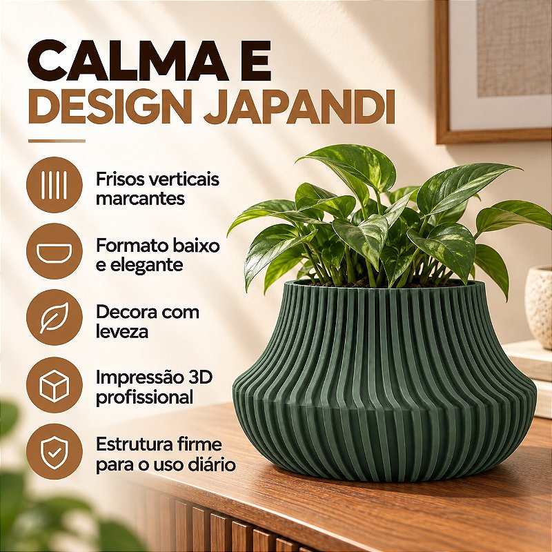 Vaso de Planta Canelado Aurora Criandê Verde