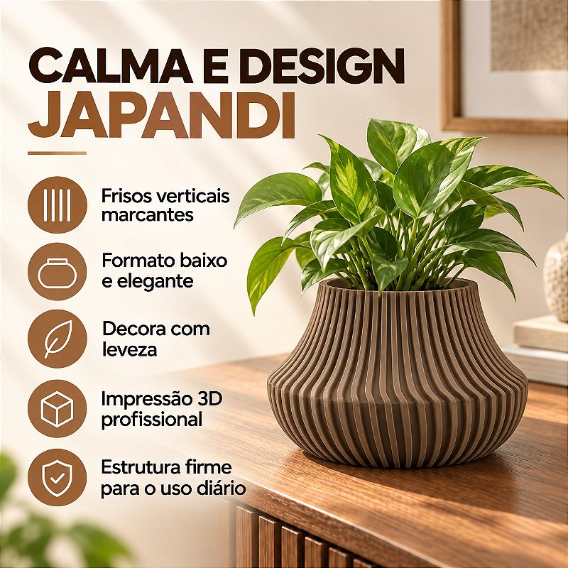 Vaso de Planta Canelado Aurora Criandê Wood