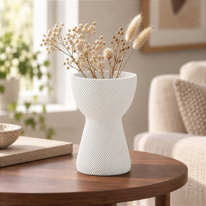 Vaso Ampulheta Espiral Criandê Branco