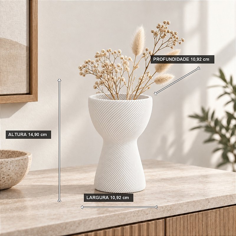 Vaso Ampulheta Espiral Criandê Branco