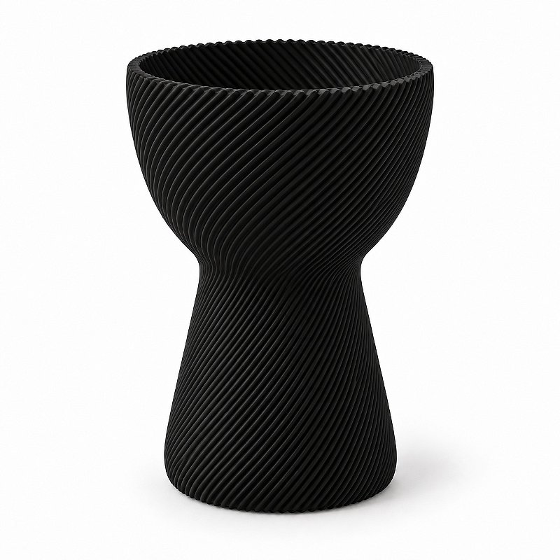 Vaso Ampulheta Espiral Criandê Preto