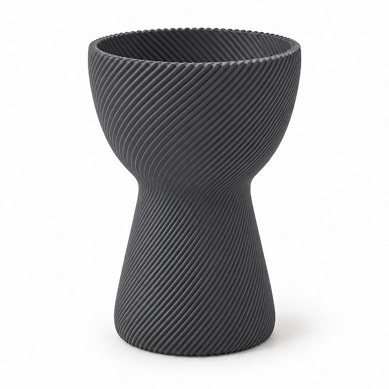 Vaso Ampulheta Espiral Criandê Cinza
