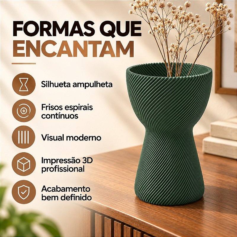 Vaso Ampulheta Espiral Criandê Verde