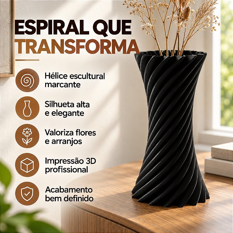 Vaso Espiral Martina Criandê Preto
