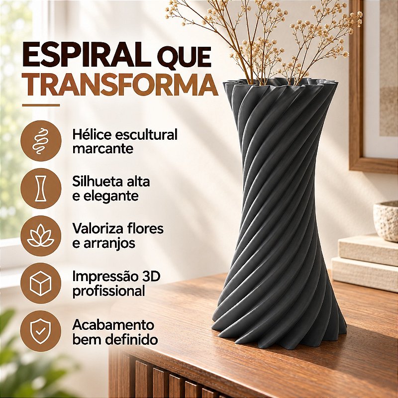 Vaso Espiral Martina Criandê Cinza