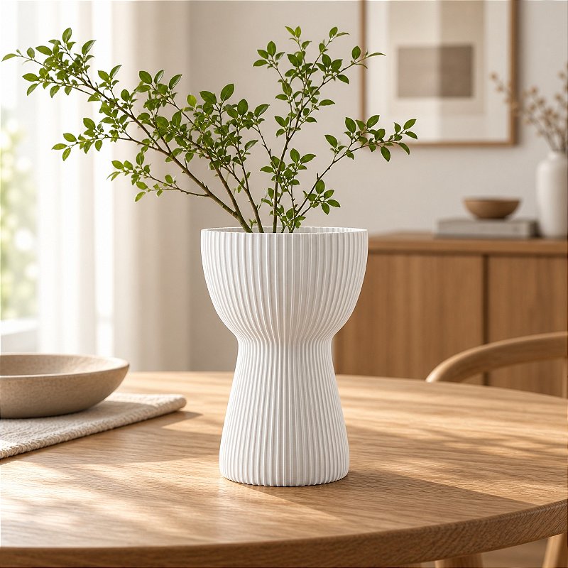 Vaso Copo Canelado Japandi Criandê Branco