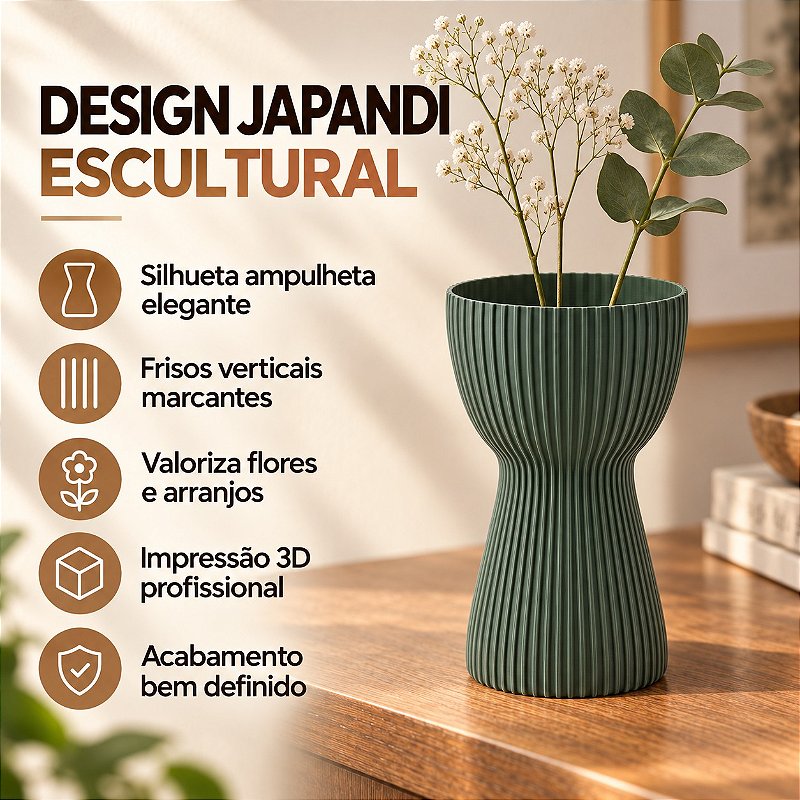 Vaso Copo Canelado Japandi Criandê Verde