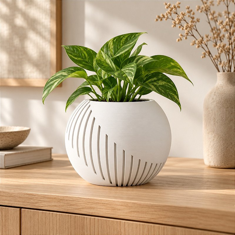 Vaso Japandi Esfera Criandê Branco