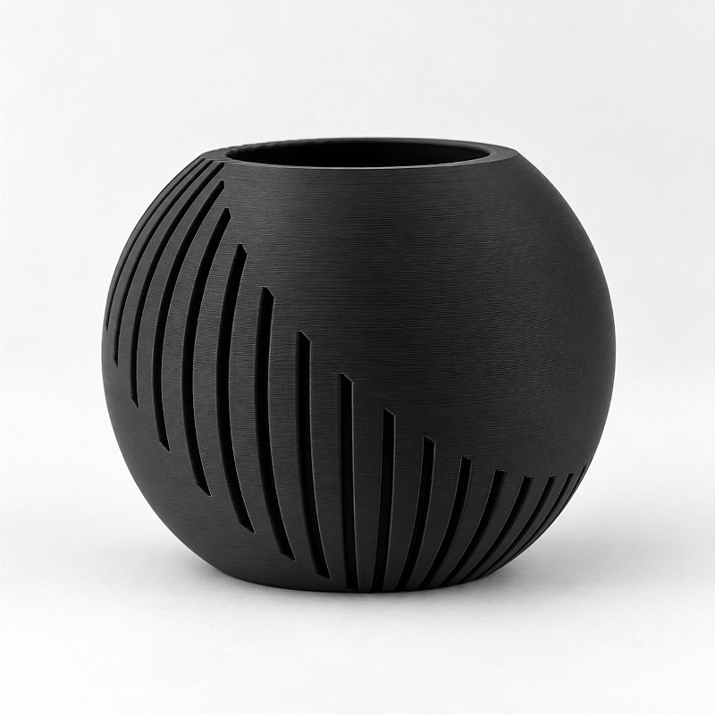 Vaso Japandi Esfera Criandê Preto