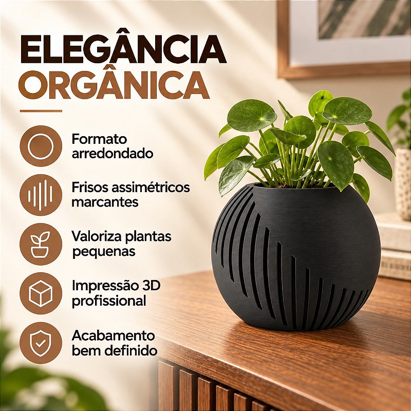 Vaso Japandi Esfera Criandê Preto
