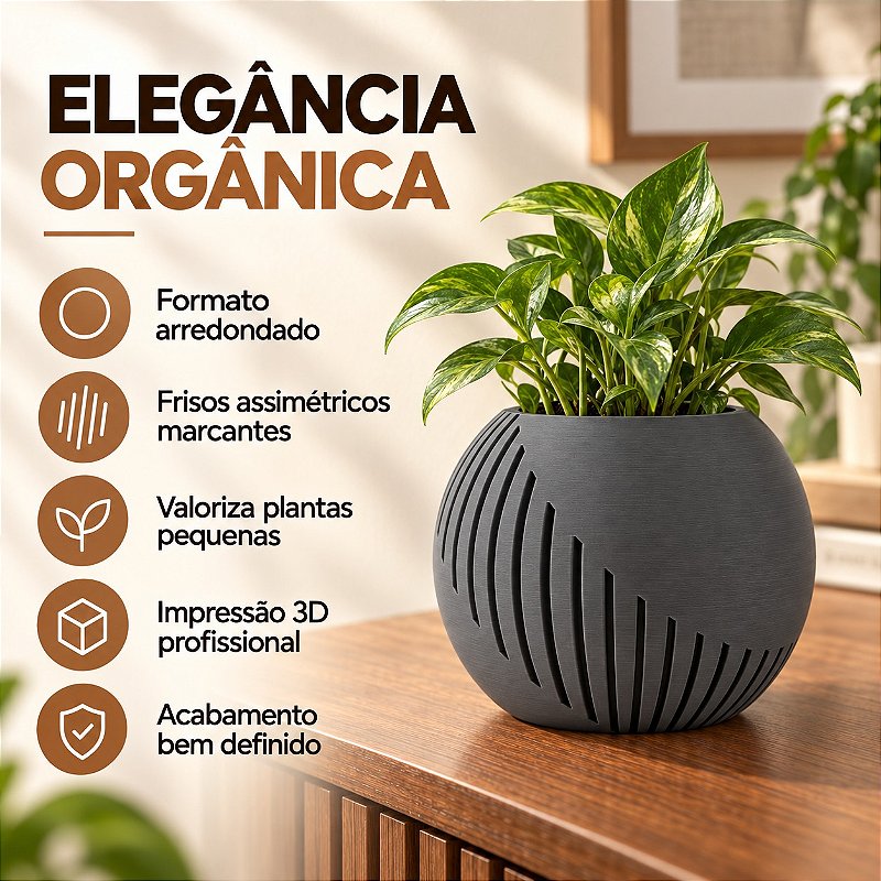 Vaso Japandi Esfera Criandê Cinza
