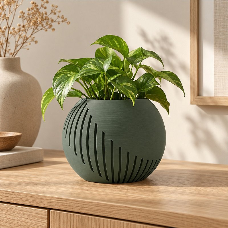 Vaso Japandi Esfera Criandê Verde