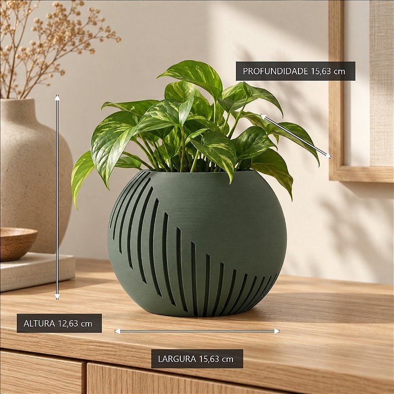 Vaso Japandi Esfera Criandê Verde